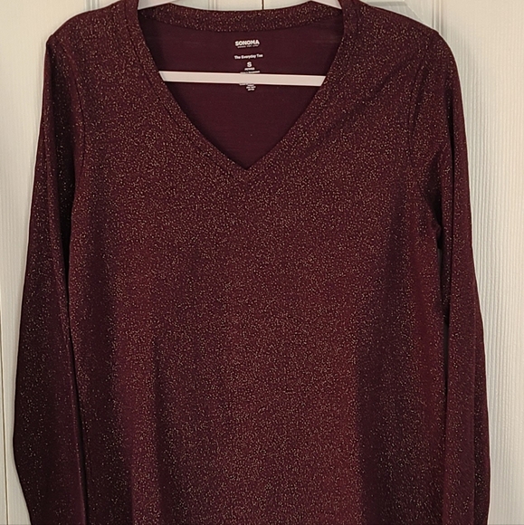 Sonoma Tops - SONOMA THE EVERY DAY TEE BY SONOMA SIZE SMALL PETITE BURGUNDY